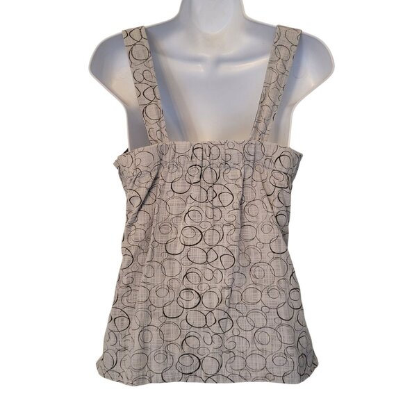 Kavu M Sleeveless Top Gray Black Circle Pattern Cotton Jumper Overall Straps - Picture 6 of 8